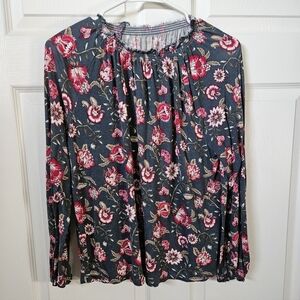 Loft Fashion Floral Blouse in Blue and Red
